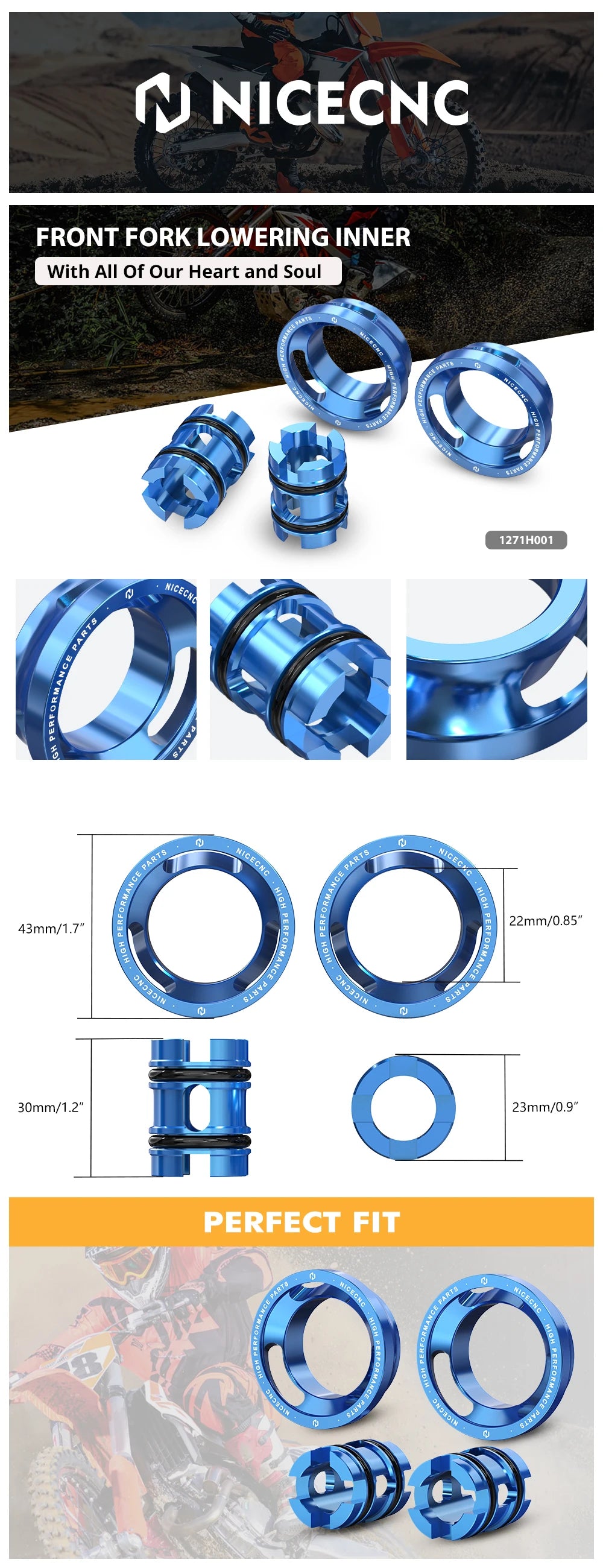 NICECNC 1.2'' Front Fork Lowering Kit For Sherco 125 250 300 SE 250 300 450 SEF RACING SIXDAYS FACTORY 2019 2018 WP Xplor Forks RISE DEFENSE SYSTEMS.AI PRODUCTS