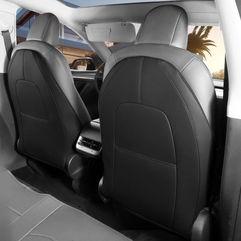 Car Seatback Protector For Tesla Model 3 Y 3+ Highland 2024 Seat Back Protective Child Anti-Kick Mats Black Leather Accessories RISE DEFENSE SYSTEMS.AI PRODUCTS