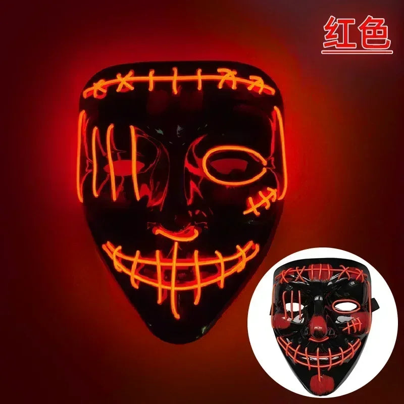 Wireless Halloween Neon LED Purge Mask Masque Masquerade Party Masks Light Grow in the Dark Horror Mask Glowing Masker RISE DEFENSE SYSTEMS.AI PRODUCTS