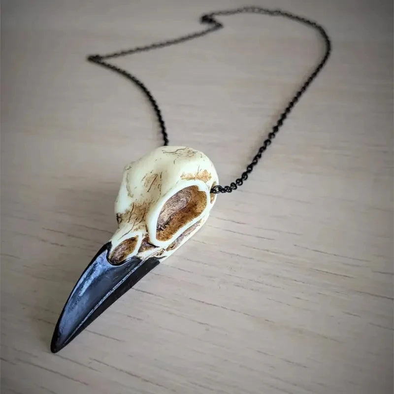 Raven Skull Necklace Halloween Jewelry Gothic Necklace, Raven Jewellery Gift Idea Spooky Scary Plague Doctor Witch RISE DEFENSE SYSTEMS.AI PRODUCTS