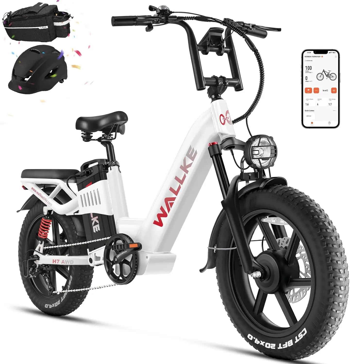 WALLKE H7 Electric Bike 40Ah/60Ah 1000W/2000W Ebike 20 Inch Fat Tire Electric Bicycle 31/34MPH Step Thru E-bike with APP Control RISE DEFENSE SYSTEMS.AI PRODUCTS