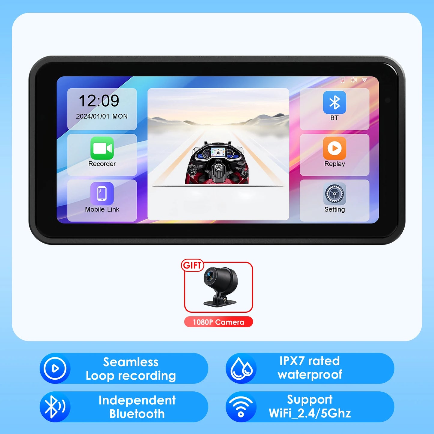 5“ 6.25” Waterproof Motorcycle Navigation Display Screen Portable Motorcycle Monitor Bluetooth Wifi Android Auto Apple Carplay RISE DEFENSE SYSTEMS.AI PRODUCTS