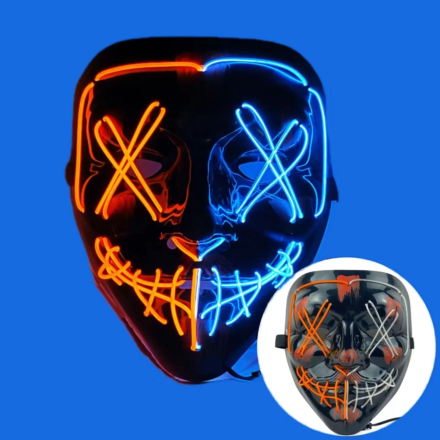 Wireless Halloween Neon LED Purge Mask Masque Masquerade Party Masks Light Grow in the Dark Horror Mask Glowing Masker RISE DEFENSE SYSTEMS.AI PRODUCTS
