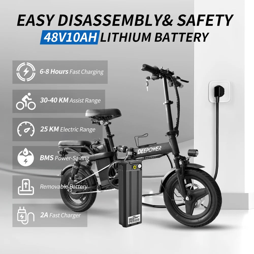 DeePower K300 14inch Mini Folding Ebike for Adults, Electric Bike,Electric Bicycle with Lithium Battery,20MPH Commuting e-bike RISE DEFENSE SYSTEMS.AI PRODUCTS