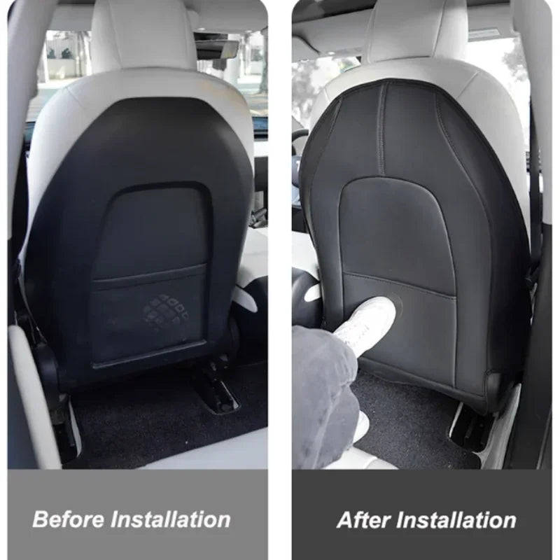 Car Seatback Protector For Tesla Model 3 Y 3+ Highland 2024 Seat Back Protective Child Anti-Kick Mats Black Leather Accessories RISE DEFENSE SYSTEMS.AI PRODUCTS