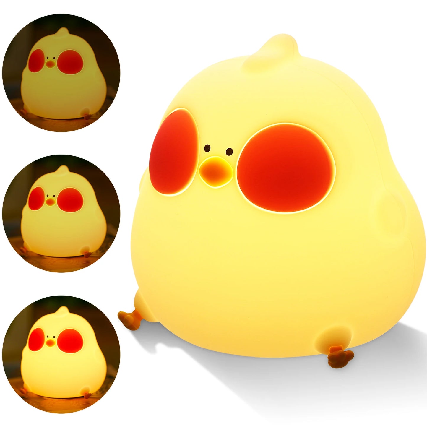 RGB Changing Nightlight Cute Chicken Night Light Silicone Chick Bedside Nursery Lamp Dimmable Rechargeable Tap Control for Baby RISE DEFENSE SYSTEMS.AI PRODUCTS