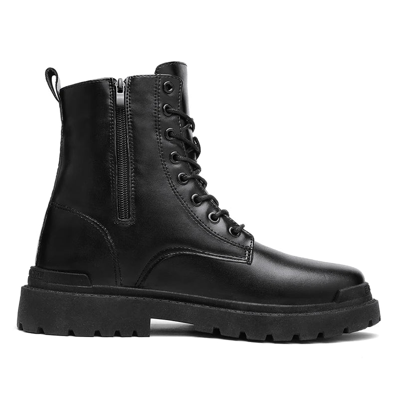 Trend Men Boots Black Sneakers Outdoor Fashion High Top Wholesale Punk Shoes For Men Casual Leather Street Style Ankle Boots Men RISE DEFENSE SYSTEMS.AI PRODUCTS