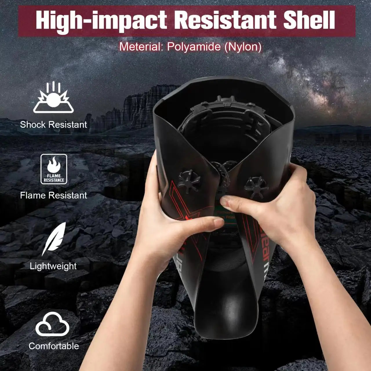 ARCCAPTAIN Welding Helmet Welder Mask Chameleon Large View True Color Solar Power Auto Darkening Welding For Arc Weld Grind Cut RISE DEFENSE SYSTEMS.AI PRODUCTS