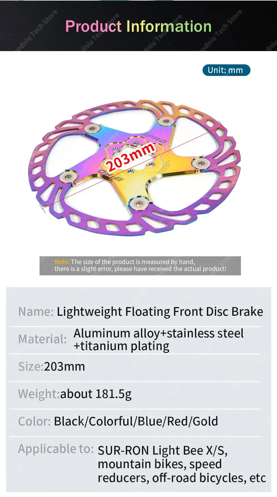 For SURRON Light Bee X Light weight Floating Front Disc BrakeOff-road Parts SUR-RON RISE DEFENSE SYSTEMS.AI PRODUCTS