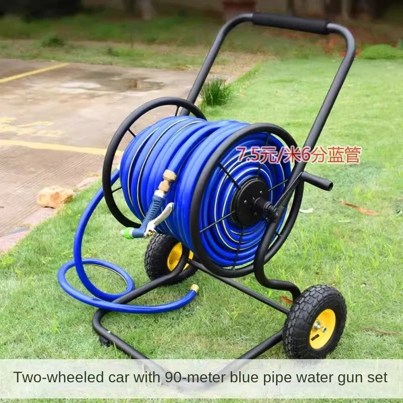 Metal Water Pipe Organizer Frame 100 M Car Wash Watering Home Hose Nozzle High Pressure Hose Reel Set RISE DEFENSE SYSTEMS.AI PRODUCTS