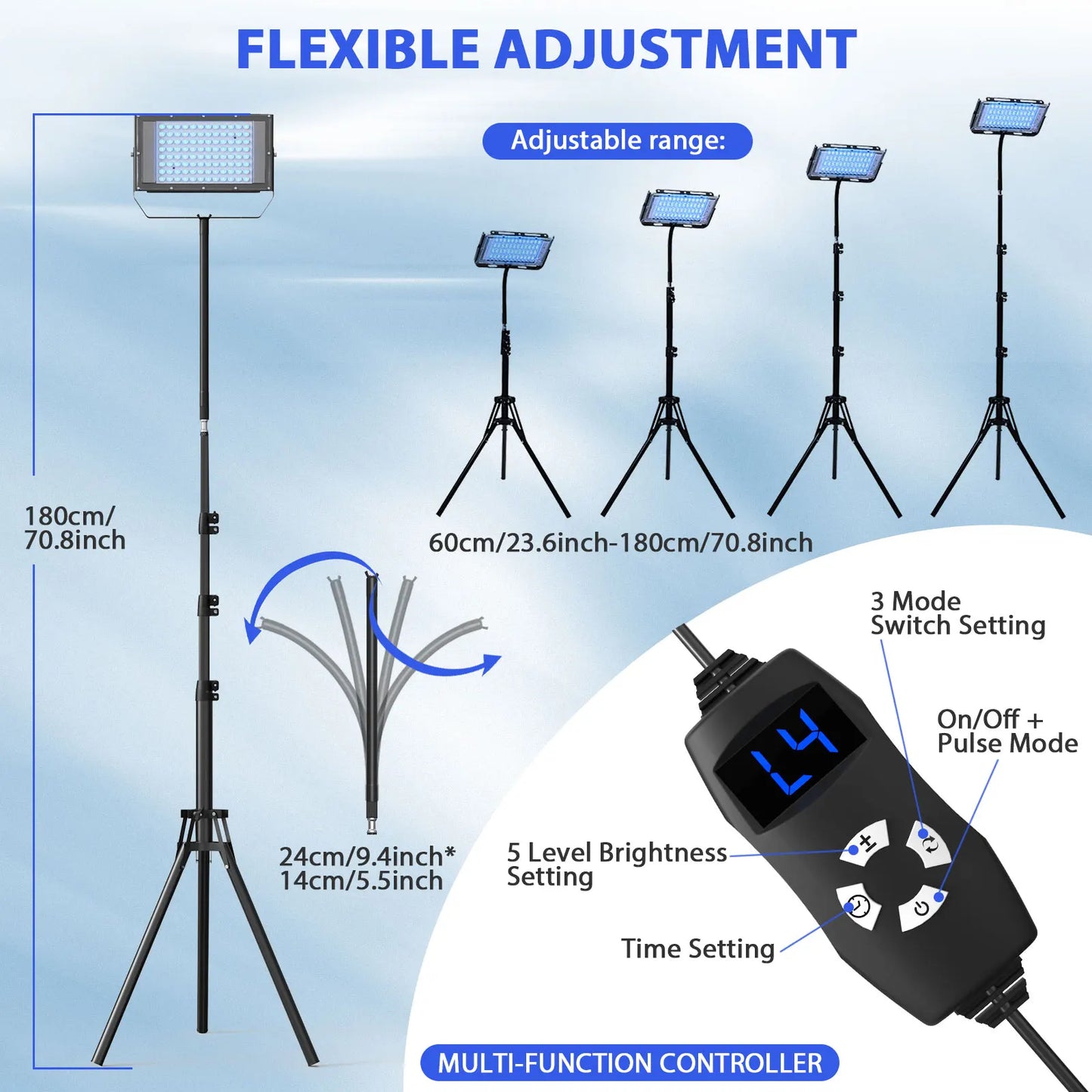 Ultraviolet Tanning Lamp 50W Tripod Solarium Lamp for Tanning Body 48PCS Blue Light Lamp Wavelength 460nm & 480nm Skin care RISE DEFENSE SYSTEMS.AI PRODUCTS
