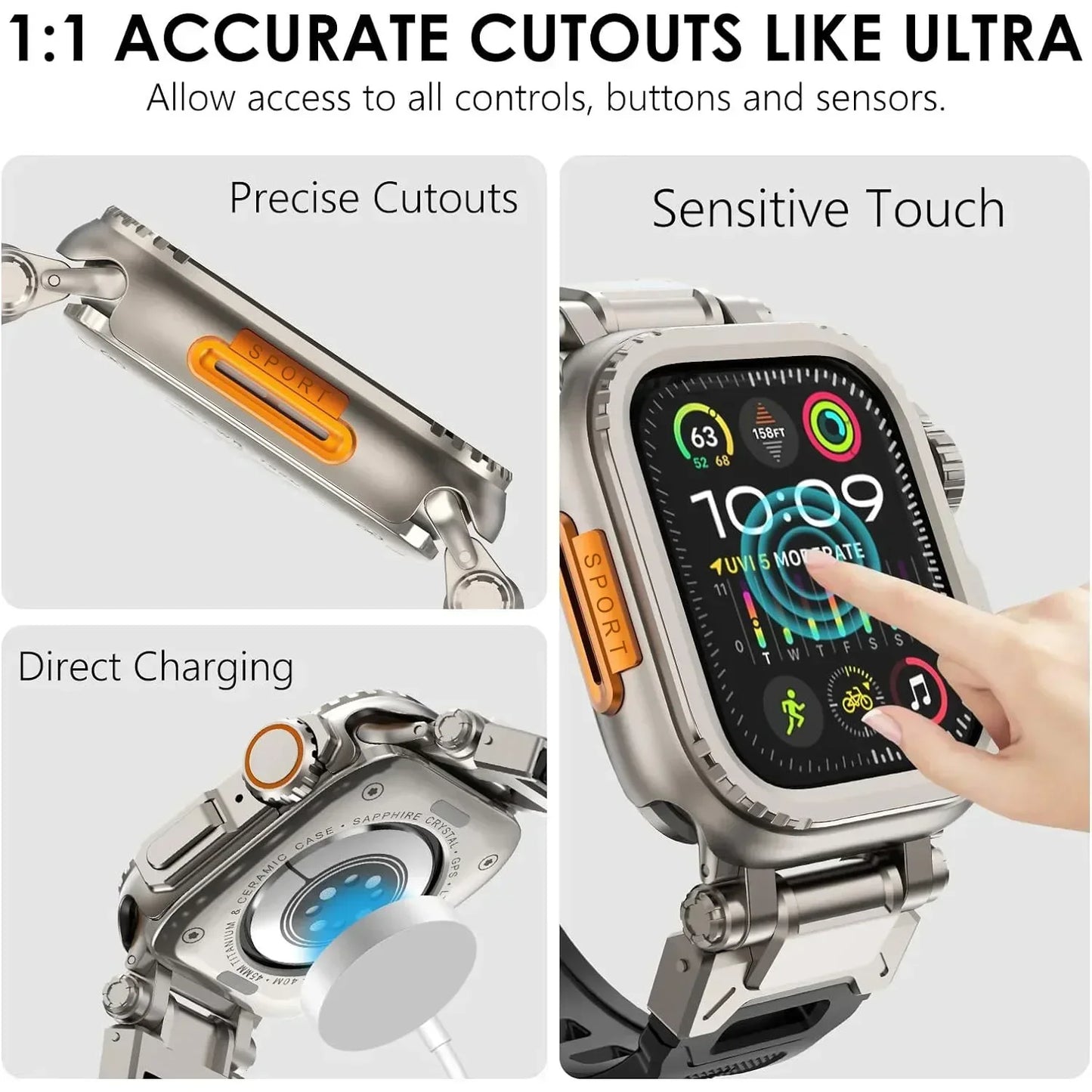 Metal Cover for Apple Watch Ultra 1 2 49mm 45mm Case Metal Shell for IWatch Series 10 46mm 9 8 7 6 5 4 3 SE Frame Protector 44mm RISE DEFENSE SYSTEMS.AI PRODUCTS