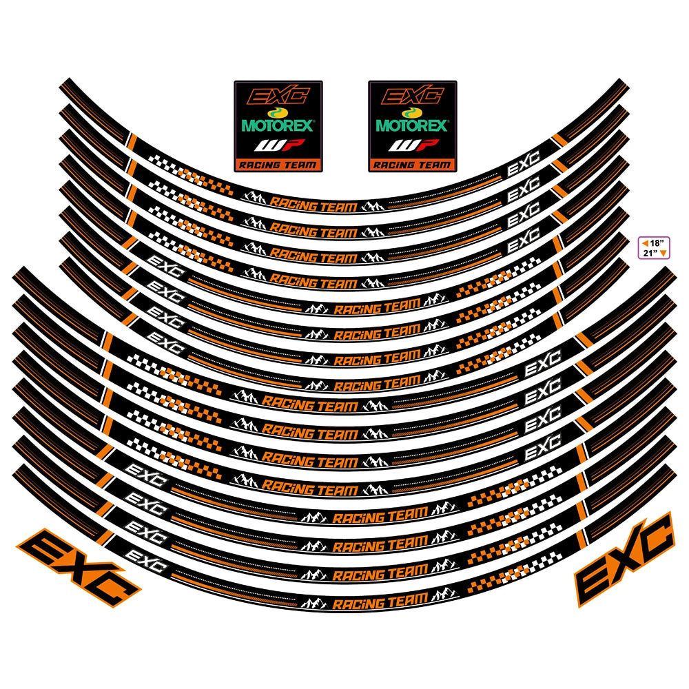 For 125/250/300/350/450/500/525 Exc Racing E-XC Motorcycle Wheels Sticker 18″21″ Inch Rim Stripe Reflective Tape Hub Decals RISE DEFENSE SYSTEMS.AI PRODUCTS