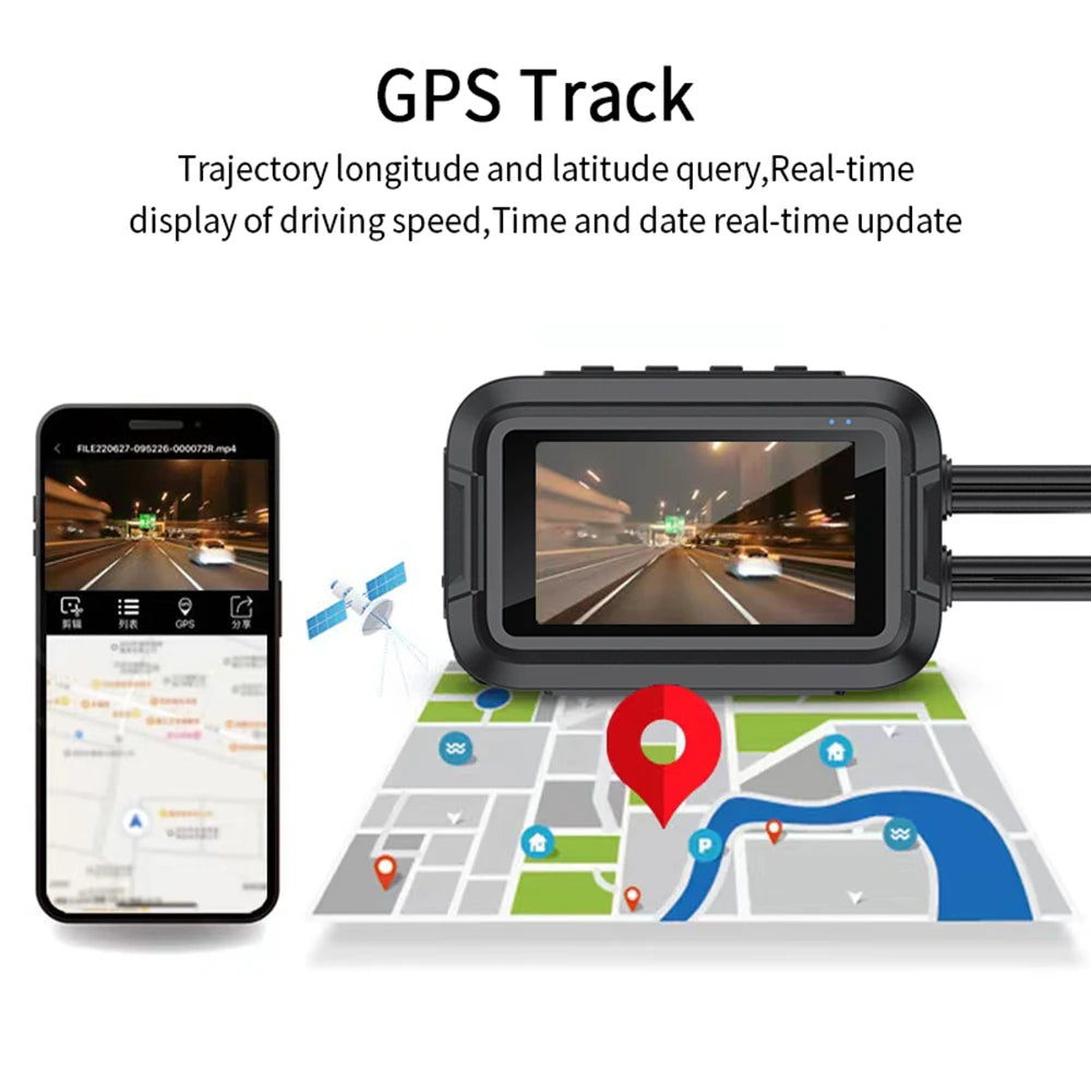 Dual 1080P Motorcycle DVR Full Body Waterproof Moto Camera WiFi GPS Dash Cam Front Rear Driving Video Recorder Black Box RISE DEFENSE SYSTEMS.AI PRODUCTS