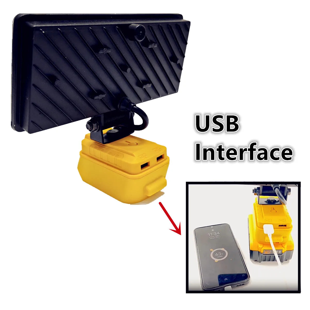 Fit For DeWALT 20V 18V Battery 4/8Inch LED Work Light Portable Spotlights Cordless Outdoor Fishing Handheld Emergency Tool RISE DEFENSE SYSTEMS.AI PRODUCTS