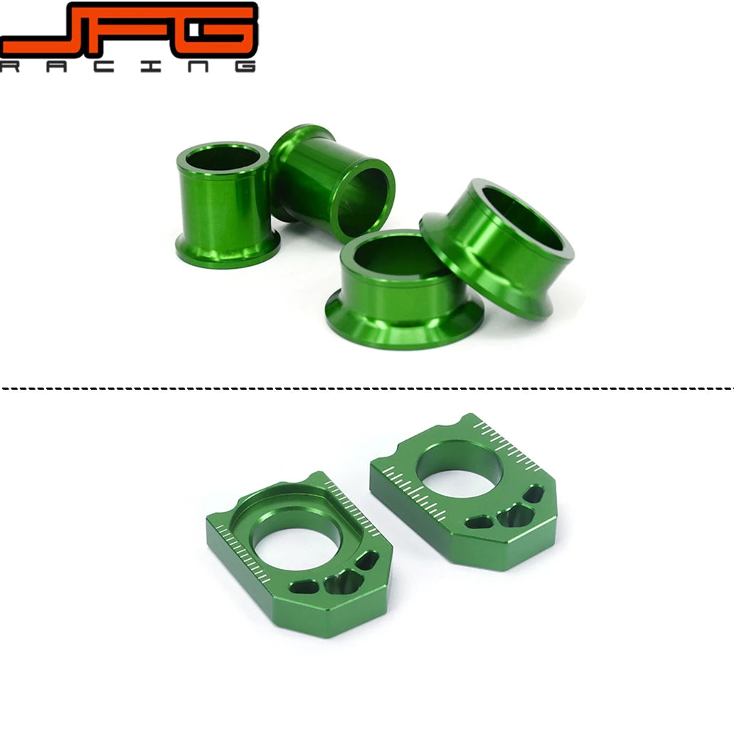 Motorcycle CNC Front Rear Wheel Hub Spacer Chain Adjust Axle Blocks For Kawasaki KX125 KX250 2006-2008 KX250F KX450F 2006-2016 RISE DEFENSE SYSTEMS.AI PRODUCTS