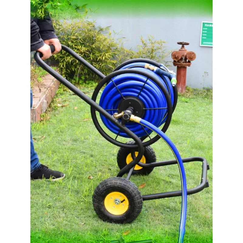 Metal Water Pipe Organizer Frame 100 M Car Wash Watering Home Hose Nozzle High Pressure Hose Reel Set RISE DEFENSE SYSTEMS.AI PRODUCTS