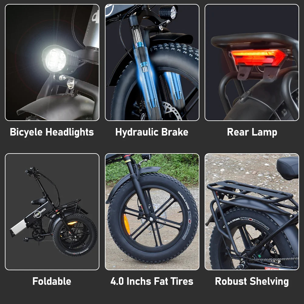 DEEPOWER 20 inch Adults Electric Bike Bicycle 48V 20AH 20 Inch Fat Tire Electric E Bikes Free Shipping Mountain Ebikes 1000W RISE DEFENSE SYSTEMS.AI PRODUCTS
