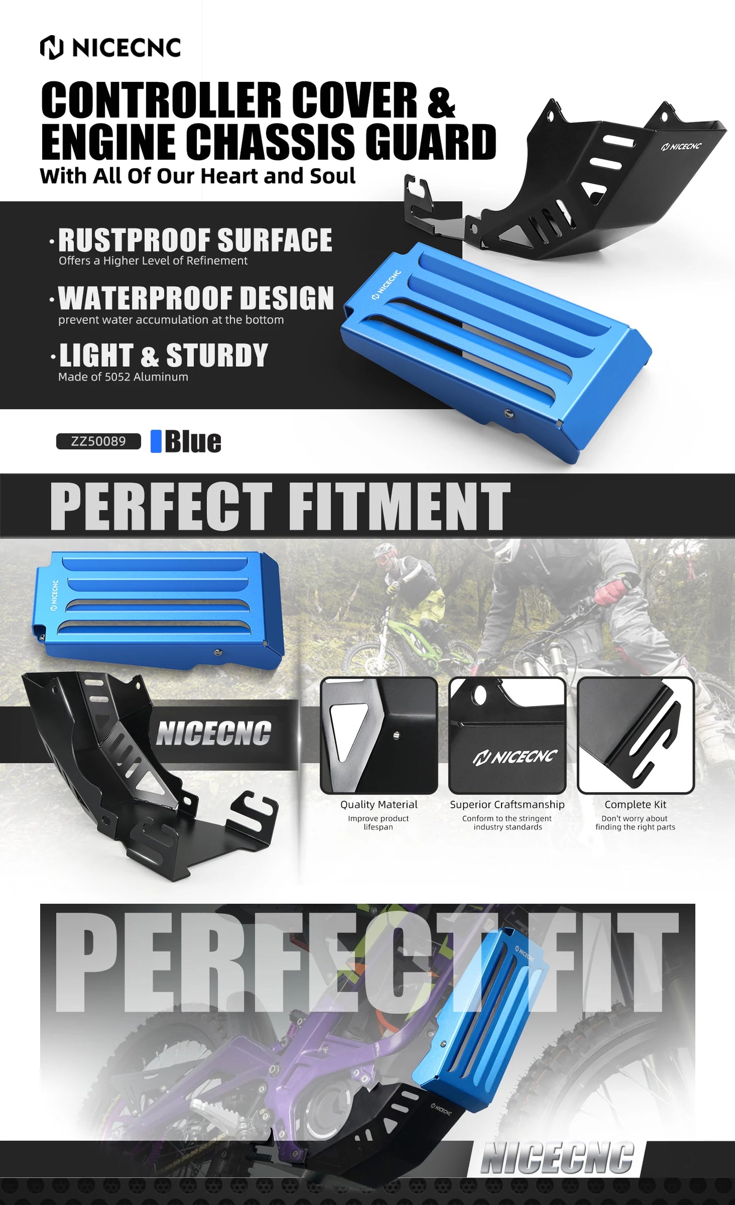 For Sur-Ron Surron Light Bee X S L1E Segway X160 X260 Motorcycle Controller Cover & Engine Chassis Guard Skid Plate Protector RISE DEFENSE SYSTEMS.AI PRODUCTS