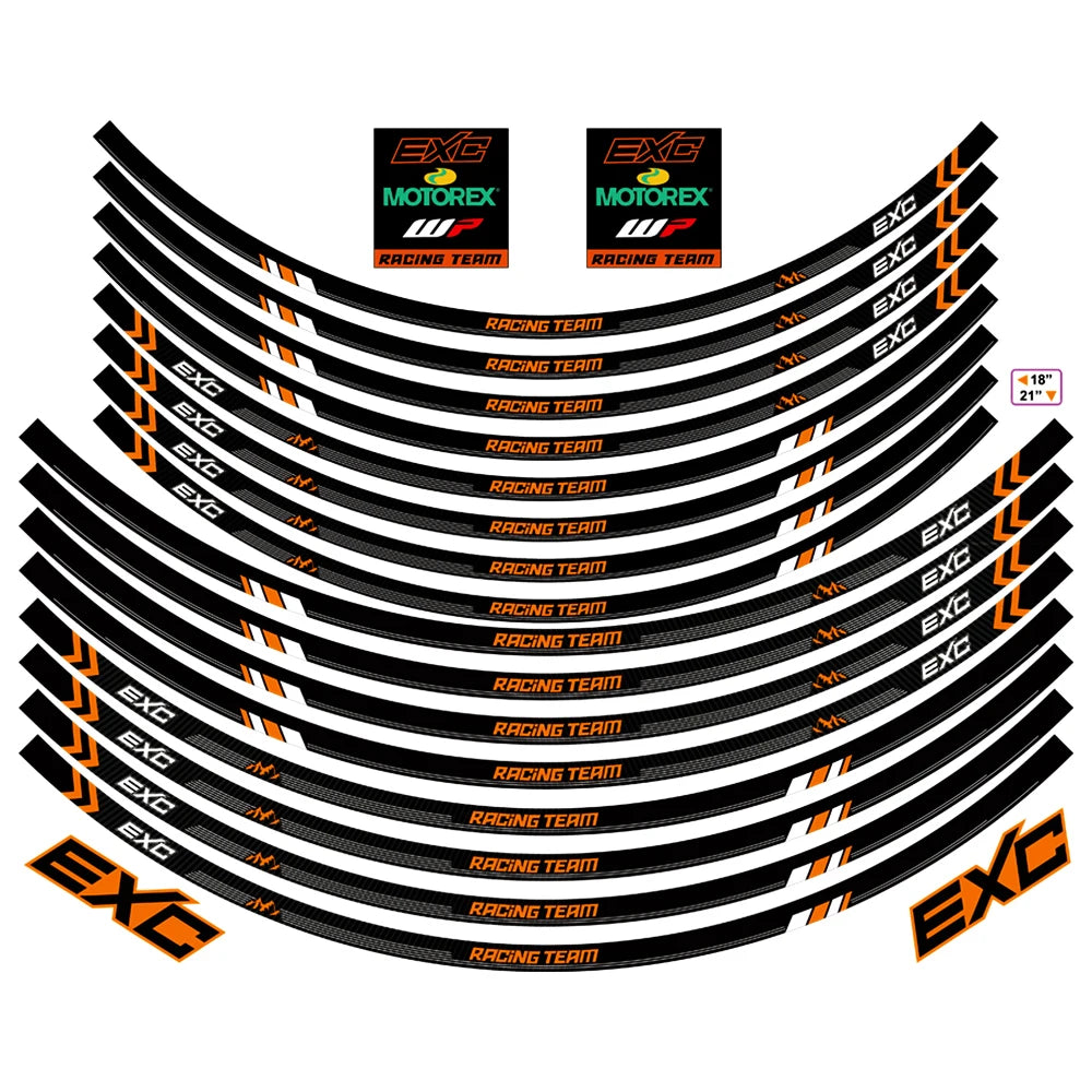 For 125/250/300/350/450/500/525 Exc Racing E-XC Motorcycle Wheels Sticker 18″21″ Inch Rim Stripe Reflective Tape Hub Decals RISE DEFENSE SYSTEMS.AI PRODUCTS