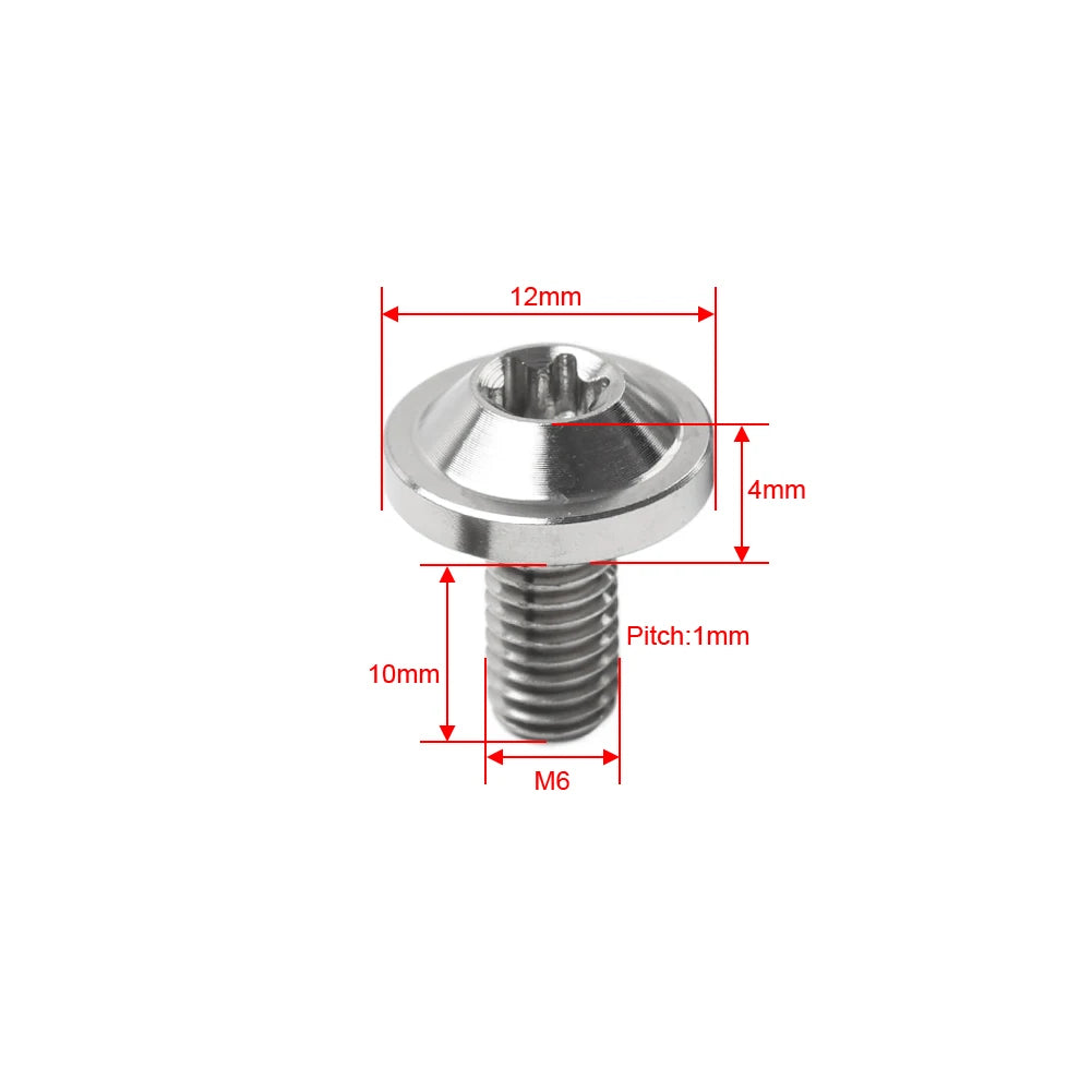 6pcs M6x10mm Titanium Alloy Bolts Truss Torx Head Screws Universal For Bike Motorcycle RISE DEFENSE SYSTEMS.AI PRODUCTS