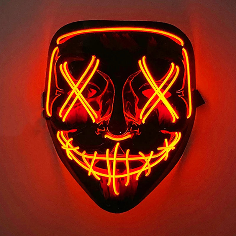 Wireless Scary Glowing Mask LED Luminous Purge Mask Halloween Horror Neon Light Up Cosplay Party Mask Fstival Costume Supplies RISE DEFENSE SYSTEMS.AI PRODUCTS