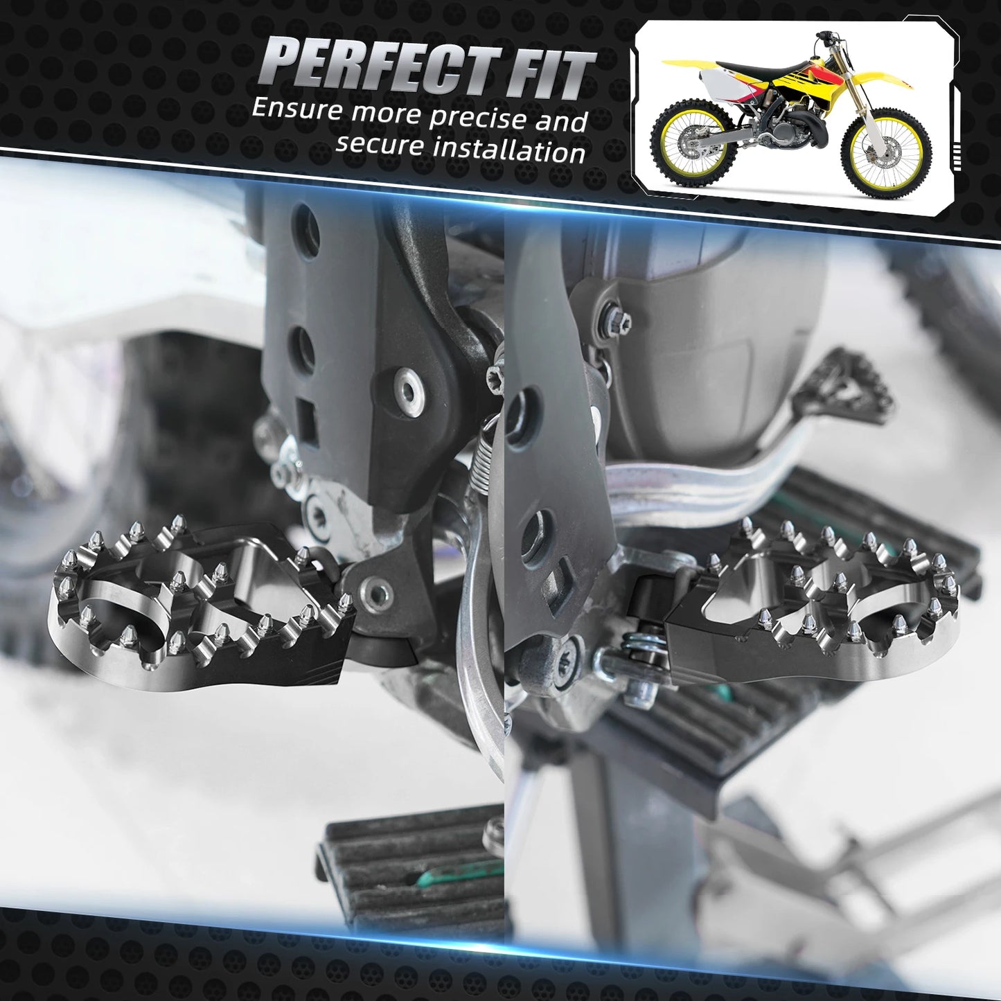 Foot Pegs Pedals FootRest Footpeg For Yamaha WRF YZF 250 450 WR250F YZ65 YZ85 YZ125 YZ250 YZF450 YZ 125X 250X 250FX 450FX WR450F RISE DEFENSE SYSTEMS.AI PRODUCTS