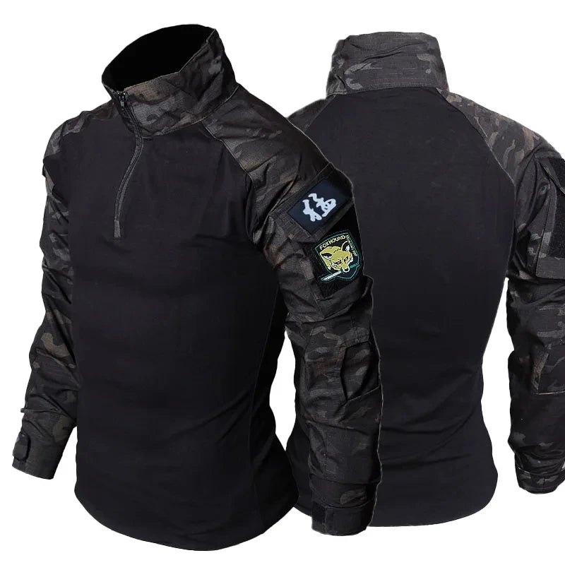 Snake Camo Tactical Sets Men Autumn Breathable Long Sleeve Tshirts+Outdoor Multi-pocket Pants 2 Pcs Suits Training Cargo Set RISE DEFENSE SYSTEMS.AI PRODUCTS