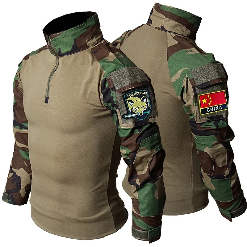 Snake Camo Tactical Sets Men Autumn Breathable Long Sleeve Tshirts+Outdoor Multi-pocket Pants 2 Pcs Suits Training Cargo Set RISE DEFENSE SYSTEMS.AI PRODUCTS