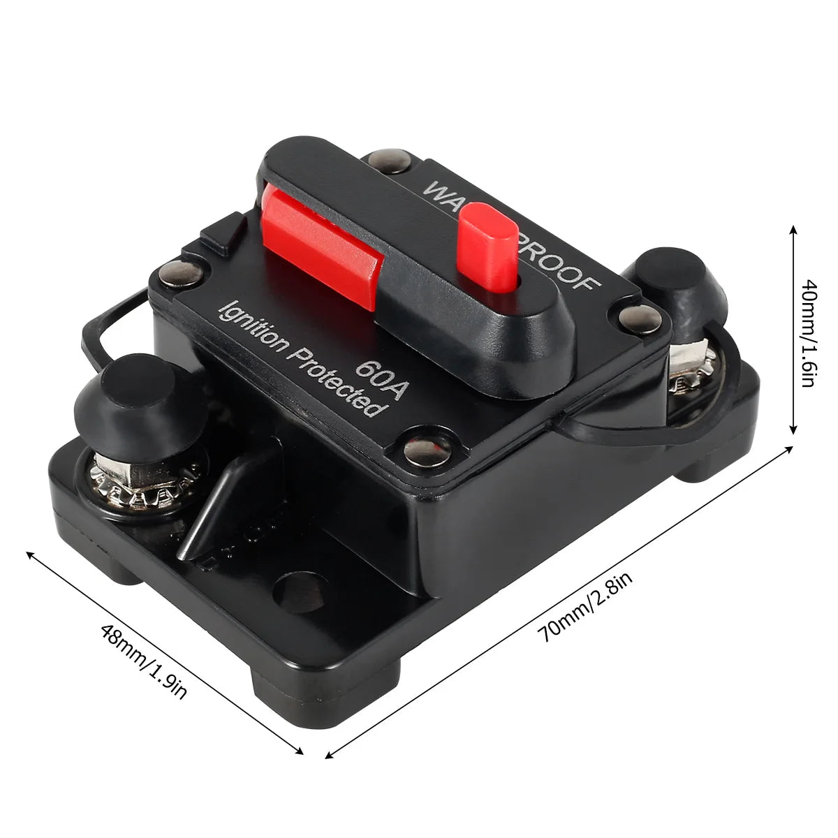 60Amp Circuit Breaker Waterproof Car Circuit Breaker DC12-48V Auto Fuse Reset Switch for Car Audio Amplifier Truck Boats RV RISE DEFENSE SYSTEMS.AI PRODUCTS