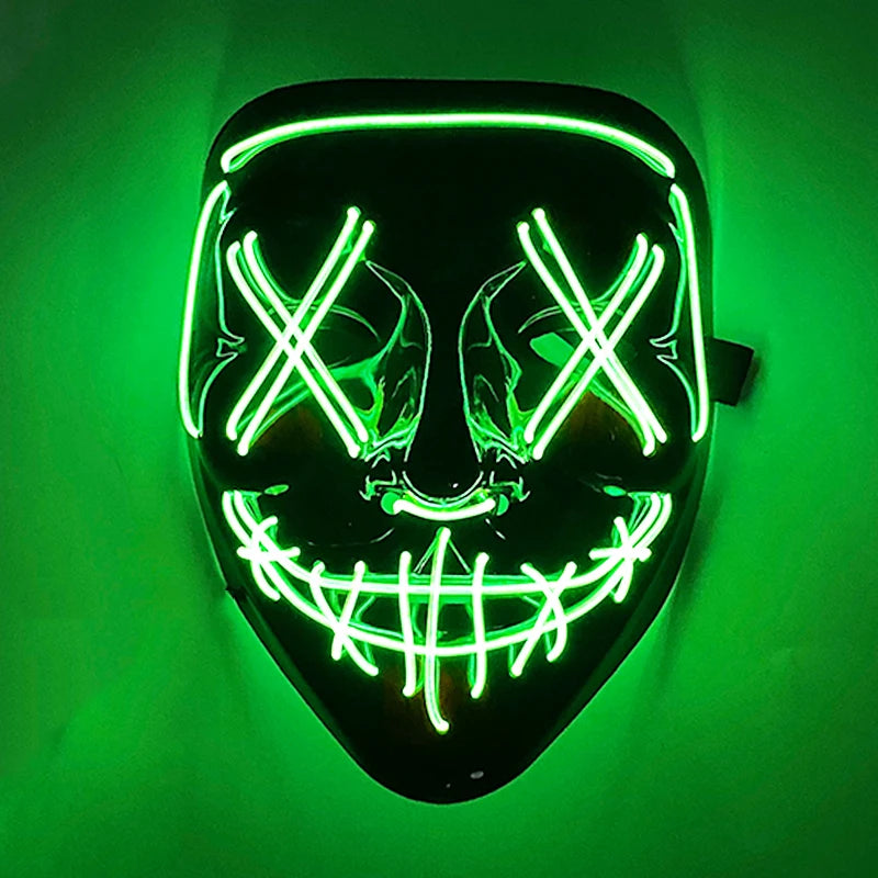 Wireless Scary Glowing Mask LED Luminous Purge Mask Halloween Horror Neon Light Up Cosplay Party Mask Fstival Costume Supplies RISE DEFENSE SYSTEMS.AI PRODUCTS