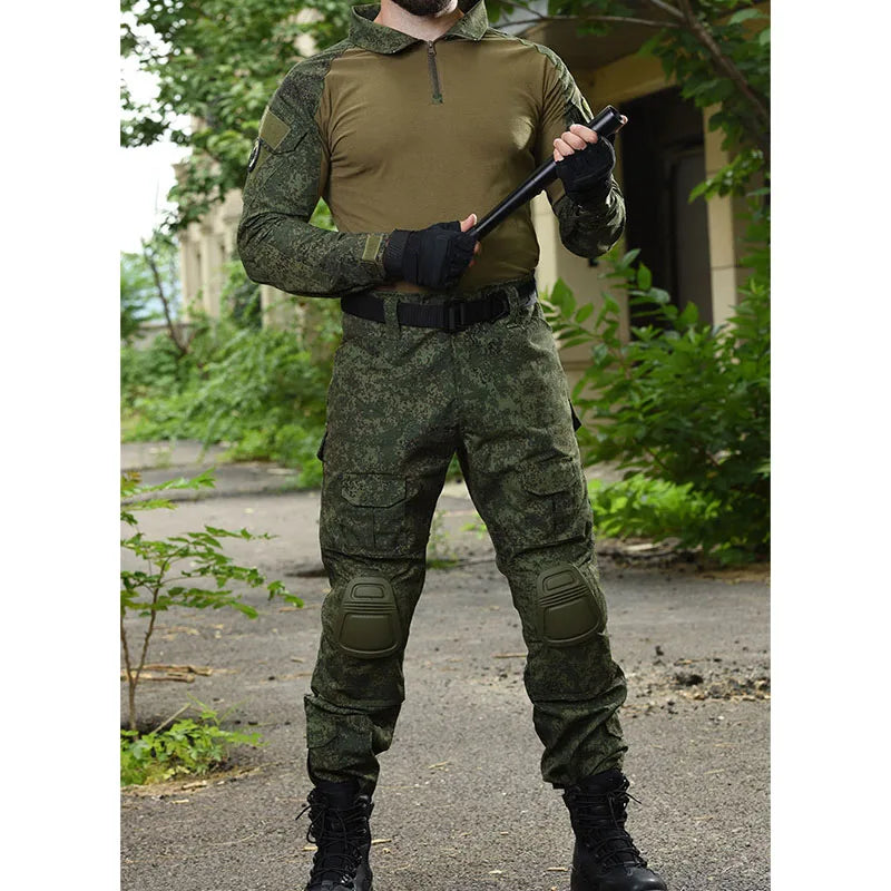Snake Camo Tactical Sets Men Autumn Breathable Long Sleeve Tshirts+Outdoor Multi-pocket Pants 2 Pcs Suits Training Cargo Set RISE DEFENSE SYSTEMS.AI PRODUCTS