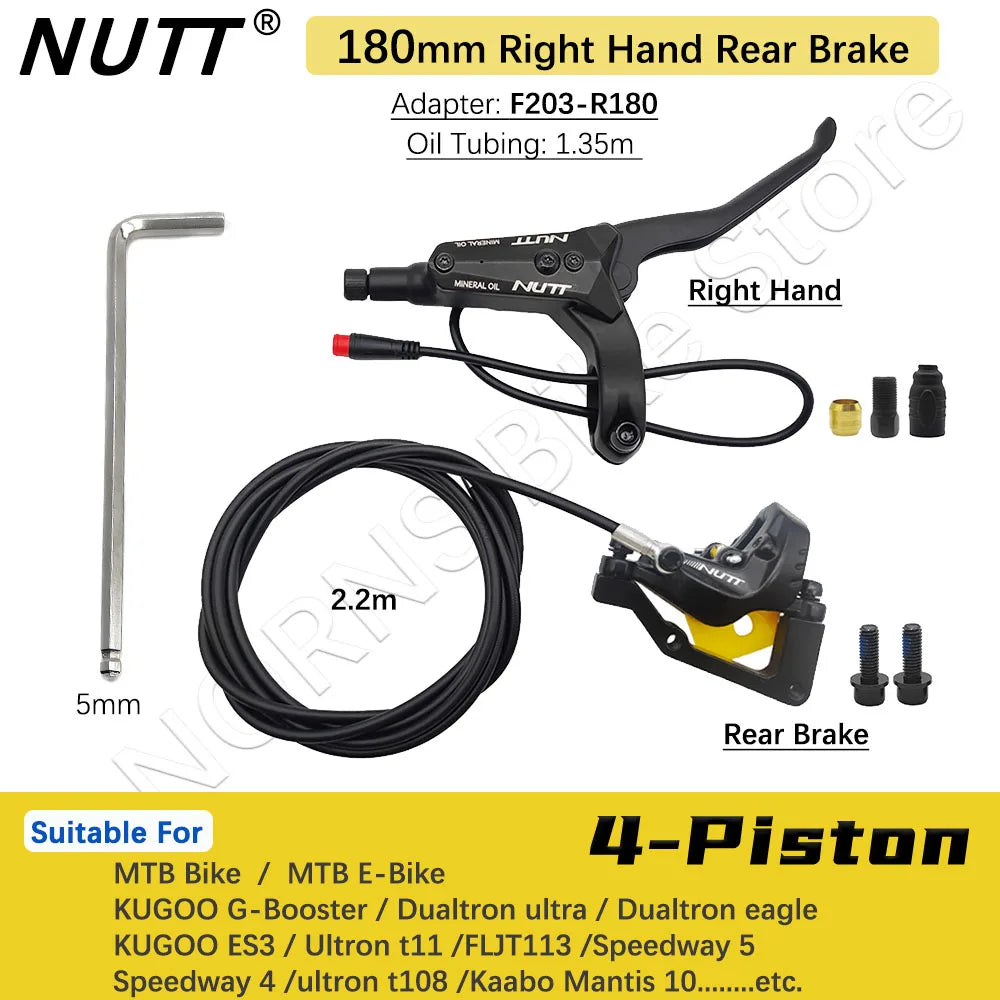 NUTT 4 Piston Y-5 Electric E-Bike Scooter Disc Brake Hydraulic Bicycle 140 160 180 Rotor For A5-D KUGOO Dualtron Kaabo Mantis RISE DEFENSE SYSTEMS.AI PRODUCTS