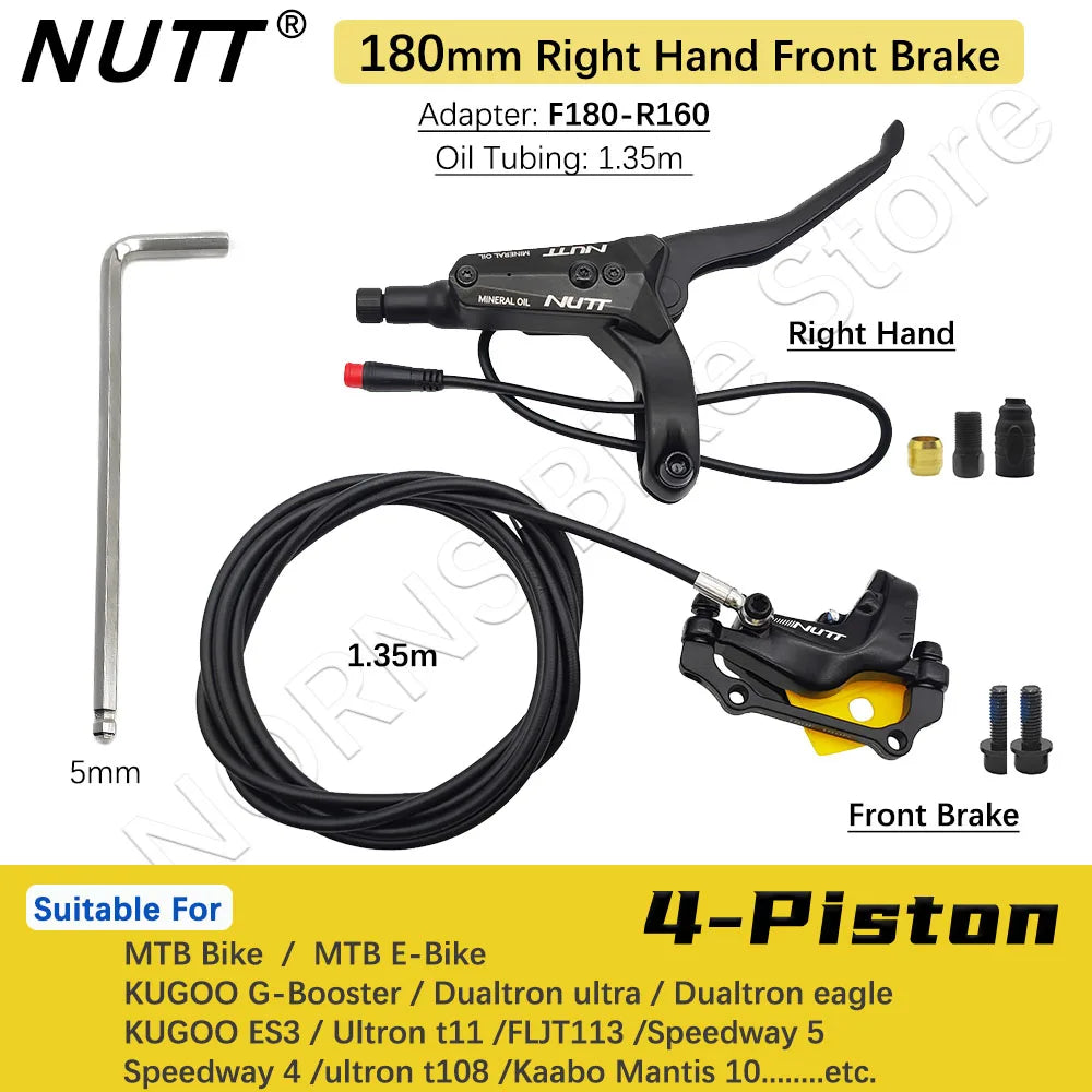 NUTT 4 Piston Y-5 Electric E-Bike Scooter Disc Brake Hydraulic Bicycle 140 160 180 Rotor For A5-D KUGOO Dualtron Kaabo Mantis RISE DEFENSE SYSTEMS.AI PRODUCTS