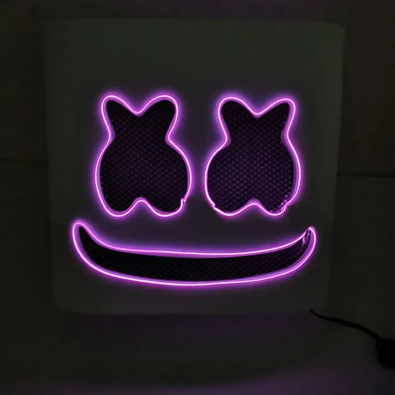 DJ Music Festival Halloween Mask Props Full Head Mask Halloween Costumes Cosplay with Flashing Style Glow Marshmello LED Mask RISE DEFENSE SYSTEMS.AI PRODUCTS
