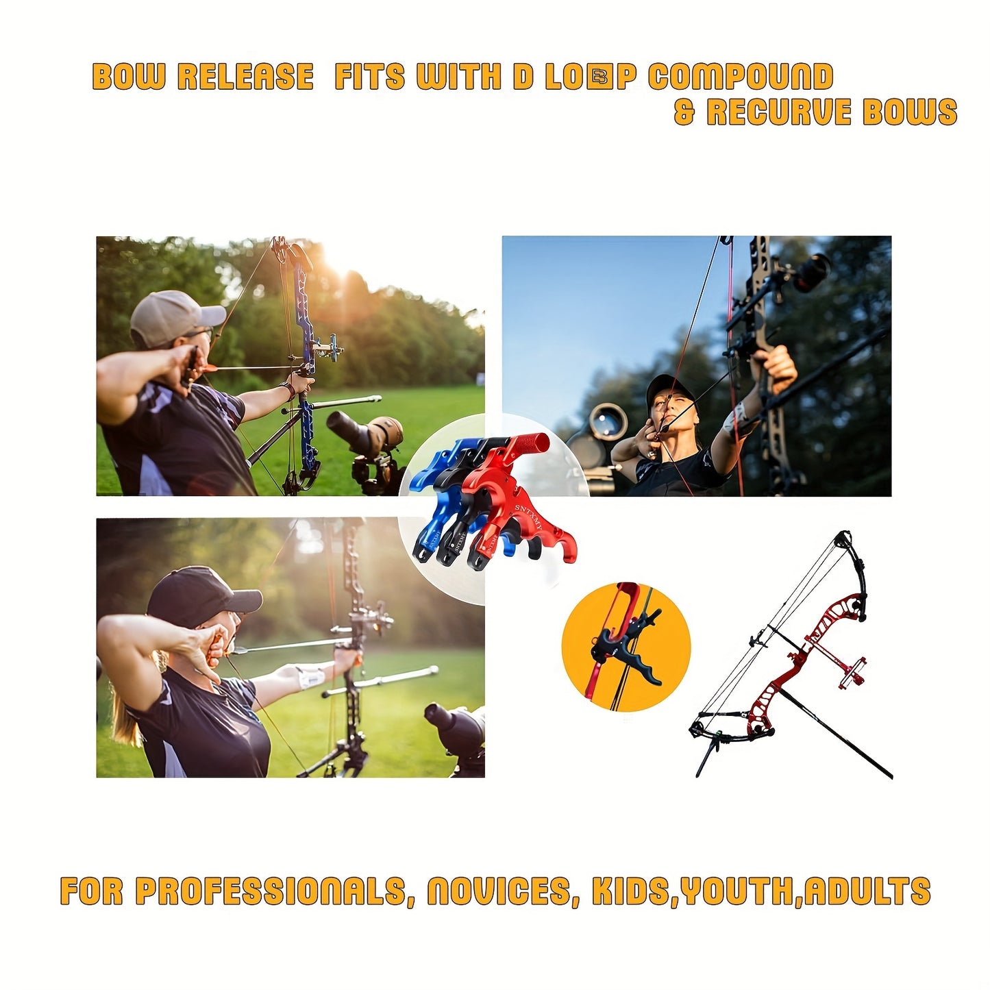 Compound Bow Release, Aluminum Alloy Golden 360° Rotating Arrow Release, Compound Bow Trigger Thumb Release RISE DEFENSE SYSTEMS.AI PRODUCTS