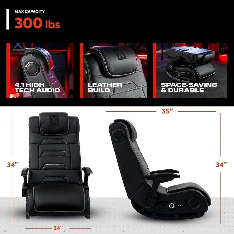 Chair with Built - in Audio, Foldable, Vegan Leather, for Gamers, Bedroom, or Game Room - RISE DEFENSE SYSTEMS.AI PRODUCTS