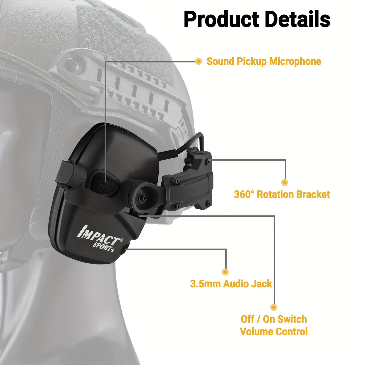 Tactical Shooting Earmuffs - Helmet Mounted, Electronic Sound Pickup, Active Noise Reduction, Hearing Protection, No Battery Required - For Shooters & Outdoor Enthusiasts - Ideal for Range Use & Hunting RISE DEFENSE SYSTEMS.AI PRODUCTS