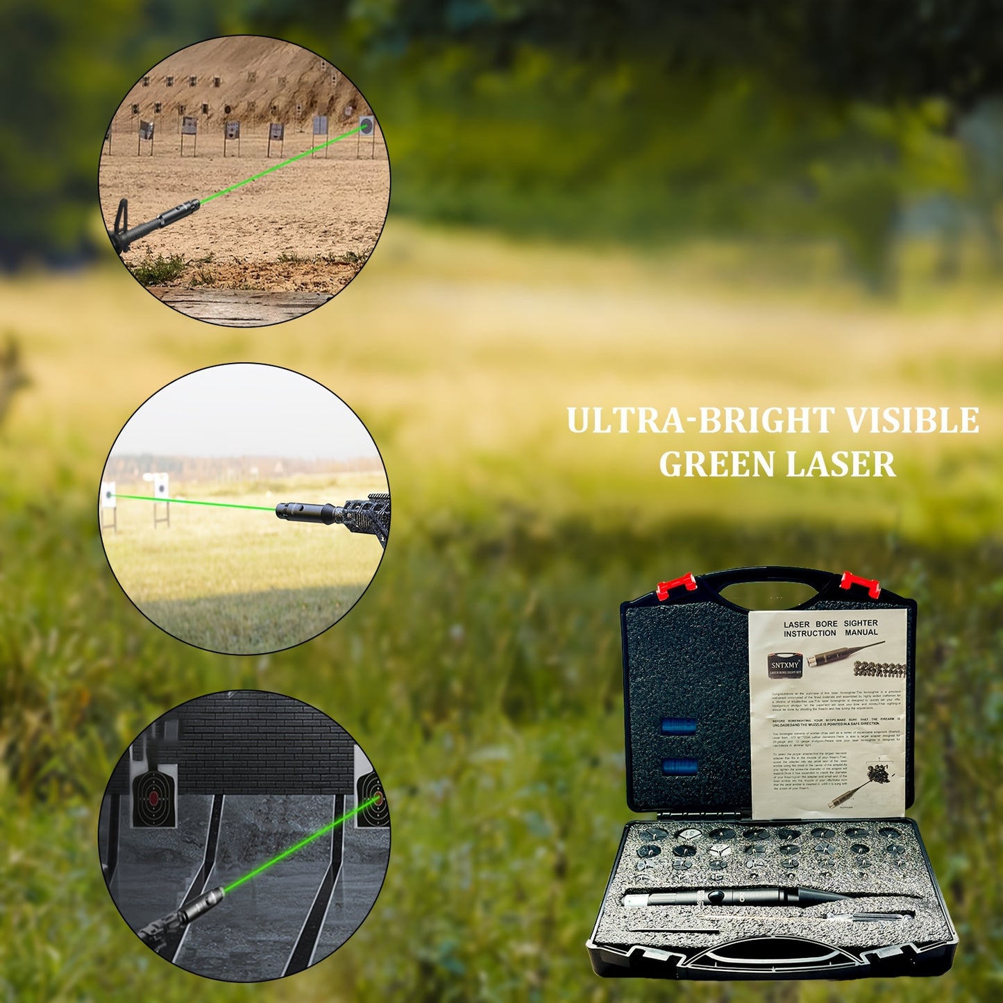 Bore Sight Laser, Site Right Laser Bore Sight, Tactical Elite Laser Bore Sight - for Multiple Calibres Green/Red Laser Bore Sight Kit with 8/32 AdaptersFits All Firearms From.17 to 12GA. RISE DEFENSE SYSTEMS.AI PRODUCTS