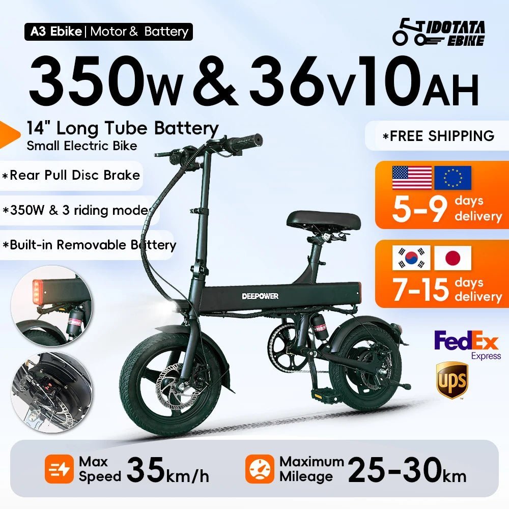IDOTATA Electric Bike for Adults 600W Peak Motor, 20mph Folding Ebike, 14" Woman Electric Bicycles,48V 10AH , Multi - Shock Ebike - RISE DEFENSE SYSTEMS.AI PRODUCTS