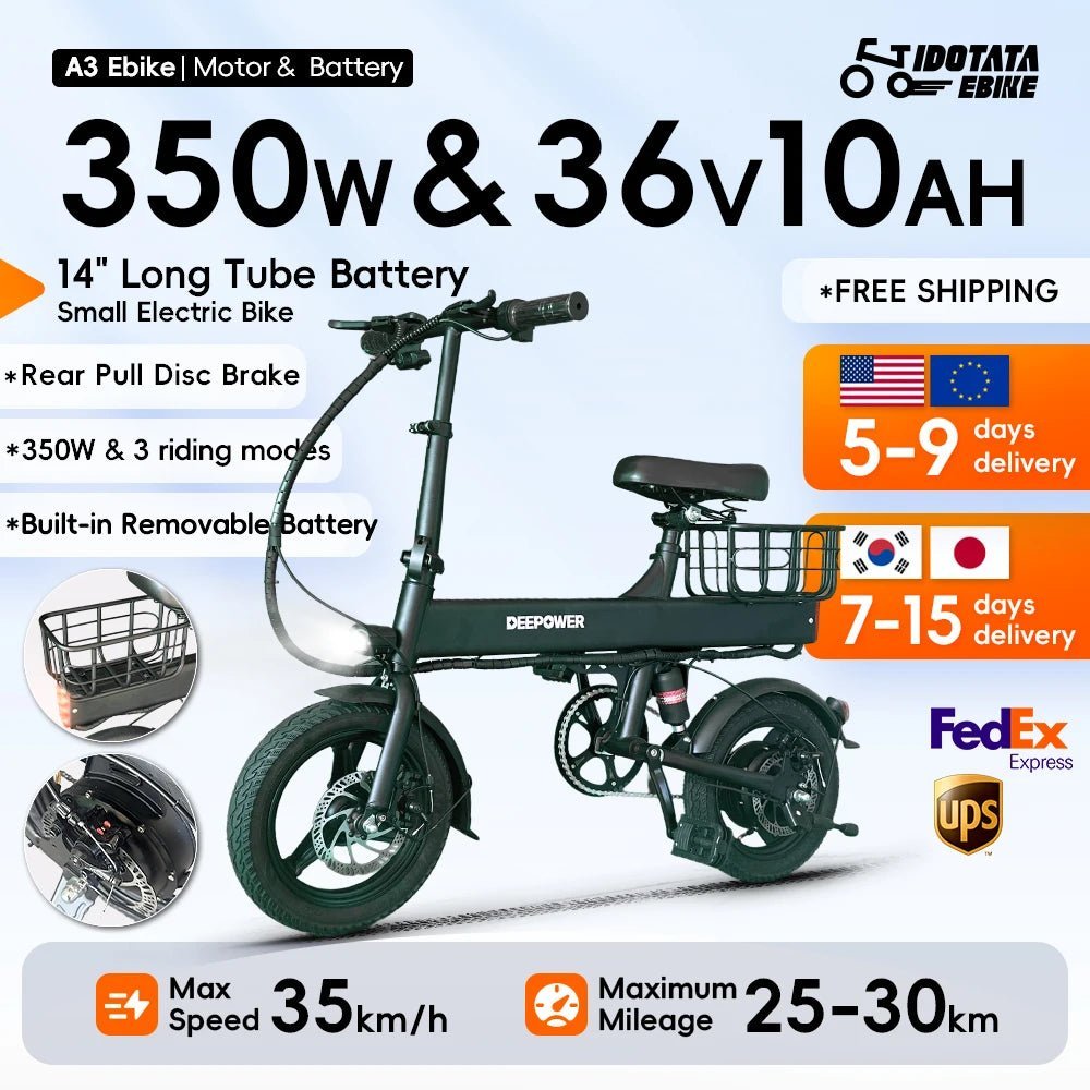 IDOTATA Electric Bike for Adults 600W Peak Motor, 20mph Folding Ebike, 14" Woman Electric Bicycles,48V 10AH , Multi - Shock Ebike - RISE DEFENSE SYSTEMS.AI PRODUCTS