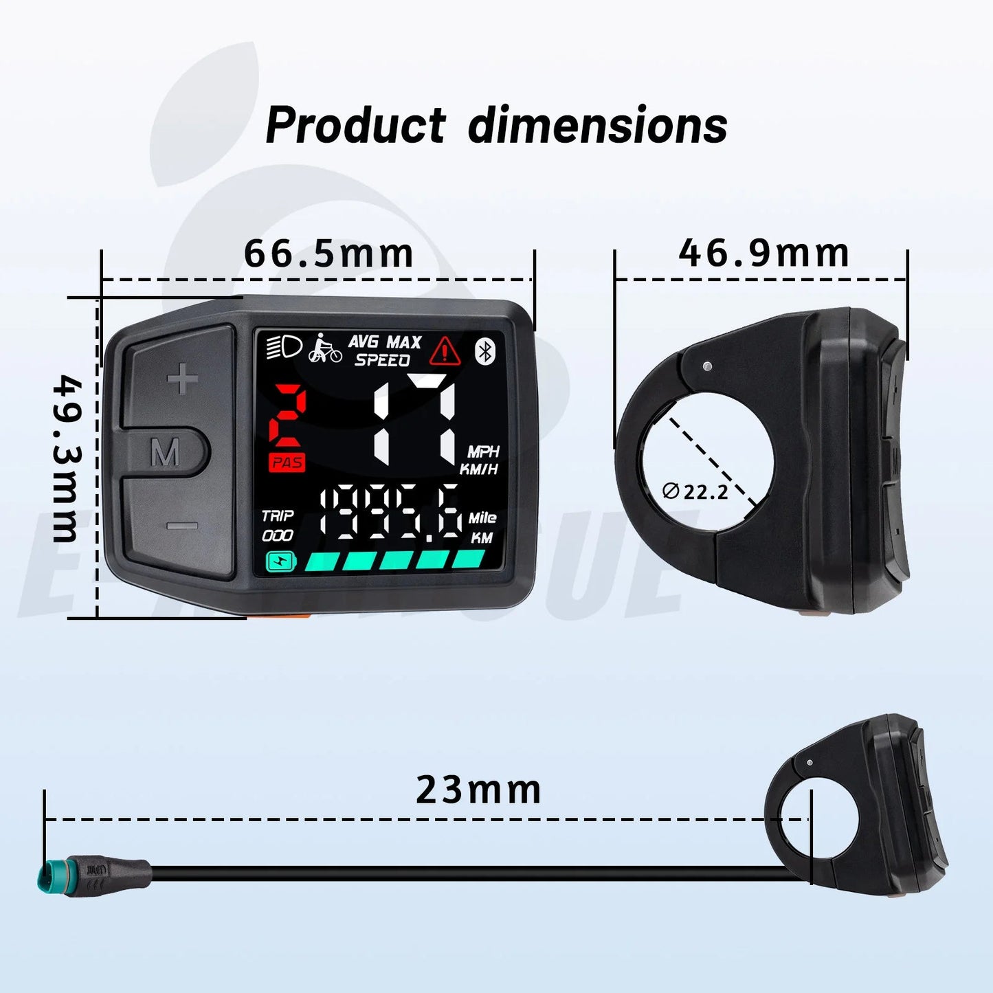 LED Display DZ41 Bluetooth Speedometer EBike Compatible with Bafang CAN Protocol 0 - 9 Levels M500 M600 G510 M620 M420 M300 M200 - RISE DEFENSE SYSTEMS.AI PRODUCTS