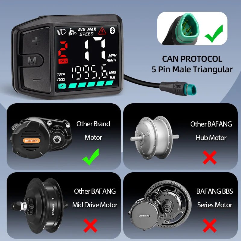 LED Display DZ41 Bluetooth Speedometer EBike Compatible with Bafang CAN Protocol 0 - 9 Levels M500 M600 G510 M620 M420 M300 M200 - RISE DEFENSE SYSTEMS.AI PRODUCTS