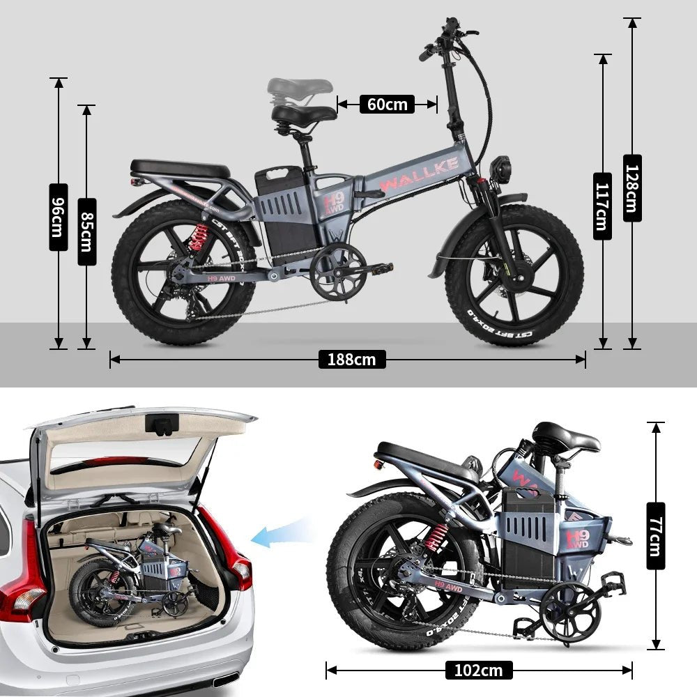 New H9 1000/2000W single and double motor 48V40AH/40AH20*4 inch foldable adult urban off - road electric bicycle with LCD screen - RISE DEFENSE SYSTEMS.AI PRODUCTS
