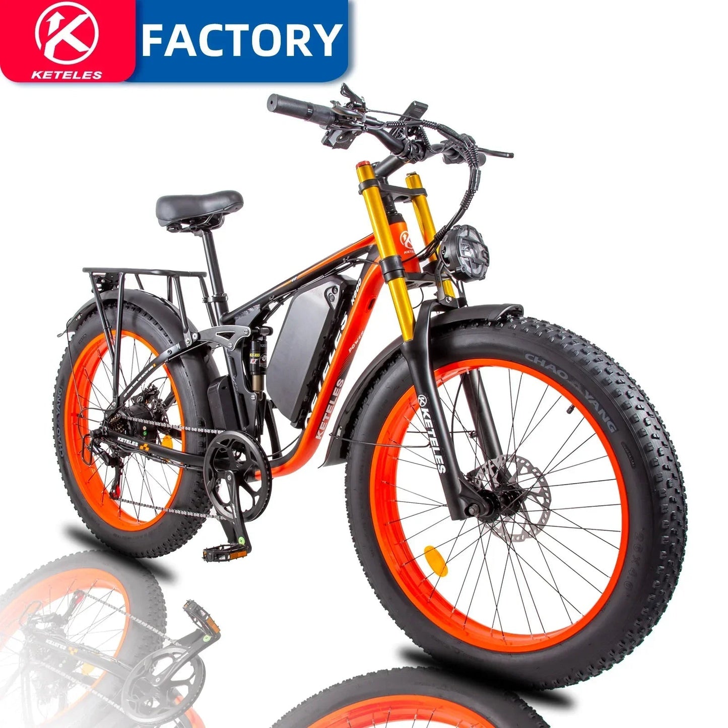 New Keteles - K800 Pro 2000W Dual Motor 48V 23AH 26*4.0 Fat Tire Hydraulic Brake Soft Tail Frame Hydraulic Big Front Fork Ebike - RISE DEFENSE SYSTEMS.AI PRODUCTS