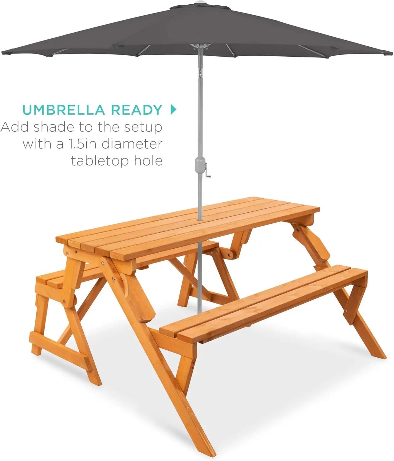 Products 2 - in - 1 Transforming Interchangeable Outdoor Wooden Picnic Table Garden Bench for Backyard, Porch, Patio,Natural - RISE DEFENSE SYSTEMS.AI PRODUCTS