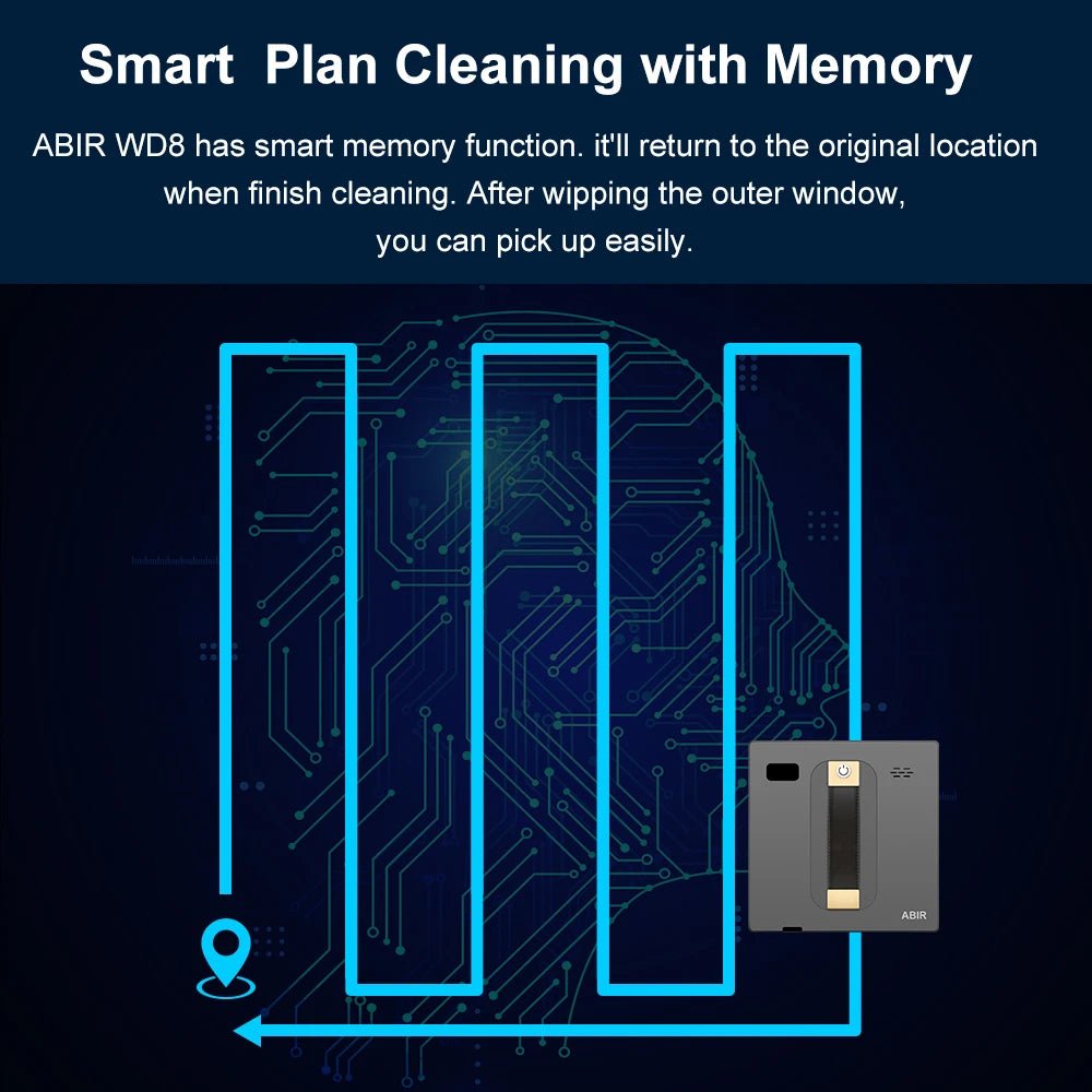 Robot Window cleaner ABIR WD8,Dual Water Spray,Smart Memory,High Vacuum Suction, Laser Sensor, Home Wall Glass Cleaning Robot - RISE DEFENSE SYSTEMS.AI PRODUCTS