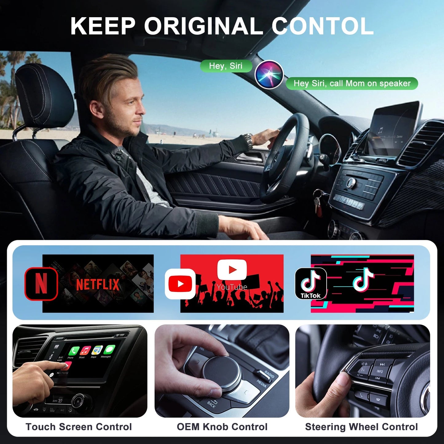 Wireless Video Carplay Adapter with Netflix/YouTube/ TikTok for OEM Wireless CarPlay Cars - RISE DEFENSE SYSTEMS.AI PRODUCTS