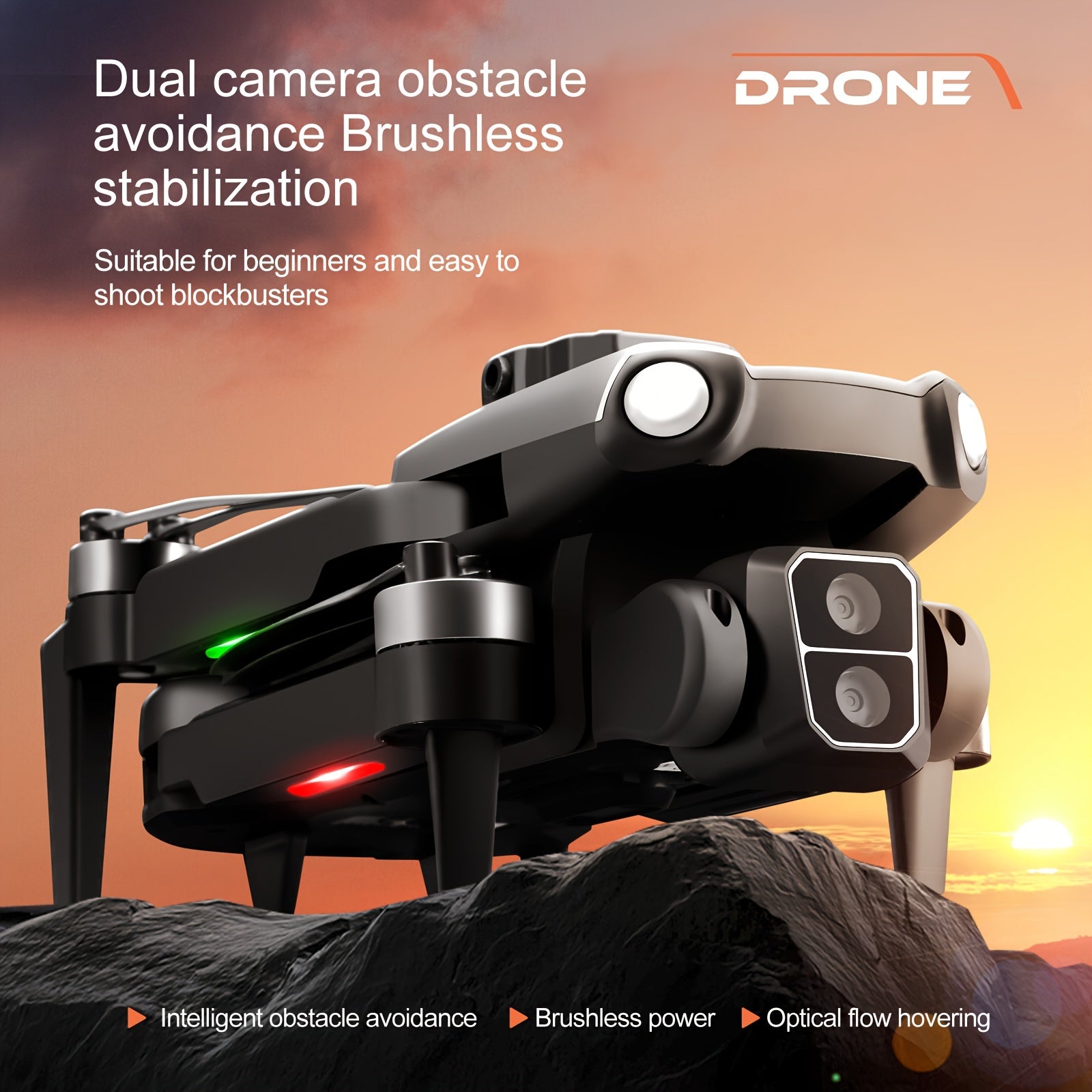 2-Battery 32-Min Long Flight Brushless Motor Drone with 4K HD Camera, Multifunctional Foldable Quadcopter, Altitude Hold, Headless Mode, Start Speed Adjustment, Carrying Bag, and LED Light for Beginners RISE DEFENSE SYSTEMS.AI PRODUCTS
