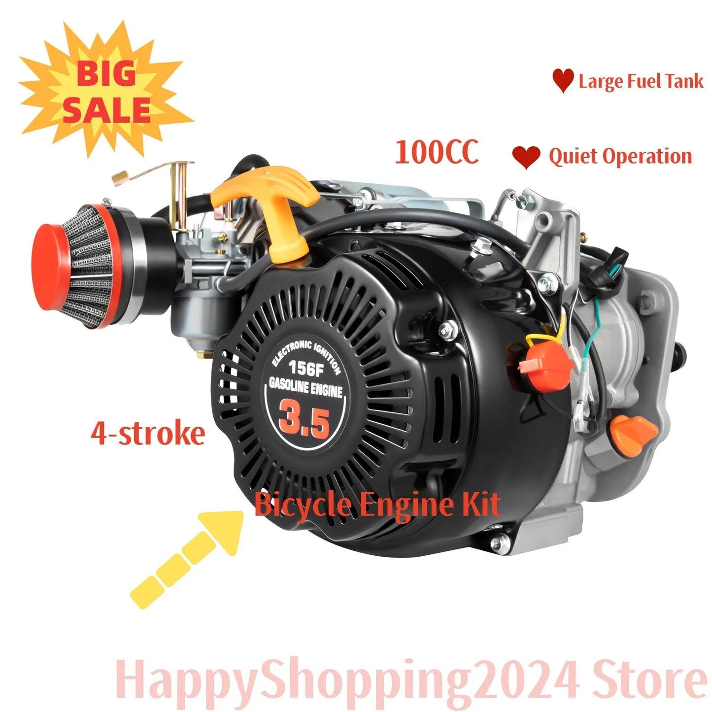 100CC 4 - Stroke Gas Petrol Motorized Bike Engine Scooter Belt Kit Motorized Bicycle Bike Engine set Single Cylinder - RISE DEFENSE SYSTEMS.AI PRODUCTS